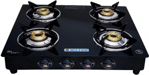 Milton Premium 4 Burner Glass Top LPG Gas Stove